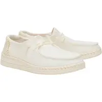 HeyDude Wendy Espadrille Slip On, Femme, Baskets, Blanc, Textile, Chaussure d'été - Chaussure femme Slipper / Trotteur, Blanc