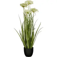Mica Decorations Angélique ¿ Gazon Artificiel en Pot ¿ Fausse Plante Interieur ¿ Plantes Artificielles Interieur ¿ H90 x Ø25 cm ¿ Vert, Blanc