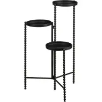 Mica Decorations Salvo - Support pour plantes d'intérieur - Tablette pour plantes d'intérieur - Support à trois étages - 40 x 40 x 70 cm - Fer - Noir