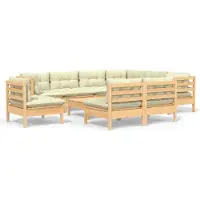 vidaXL Ensemble salon de jardin 10 pièces avec coussins crème pin massif