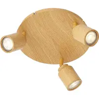 QAZQA Plafonnier Japandi bois clair avec spots réglables 3 lumières IP44 - Ducha