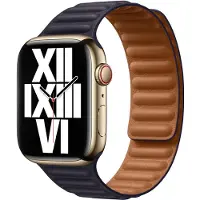 Apple Bracelet Leather Link pour Watch | 38/40/41/42 mm - Taille S/M - Ink