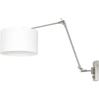 Steinhauer Lampe de lecture murale Prestige Chic Acier inoxydable avec abat-jour en lin blanc de 30 cm