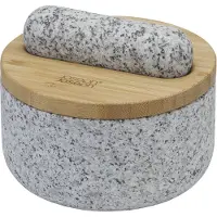 Joseph Joseph Pilon et mortier - - Dash - Granit - Couvercle en bambou - Design contemporain