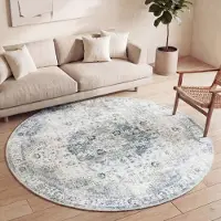 FRAAI Tapis rond vintage - Lago Gris | Ø 140 cm | Rond | Tissage plat