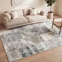 FRAAI Tapis patchwork - Lago Gris | 270x370 cm | Rectangulaire | Tissage plat