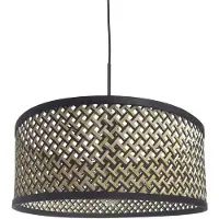 Steinhauer Suspension Sparkled Light noir avec abat-jour en bambou Ø 50cm