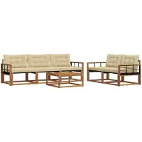 vidaXL Ensemble de canapés d'extérieur avec coussins 6 pièces Nature et Beige