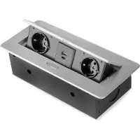 Emuca Multiconnecteur Atom 26 Lite pour bureau, 265 x 120 mm, Peint en aluminium