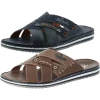 Rieker Chaussures de ville pour hommes, pantoufles, sandales, couleur bleue, style décontracté
