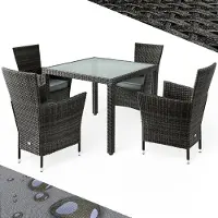 Casaria Salon de jardin en résine tressée Bali 5 pièces gris/anthracite