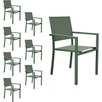 Happy Garden Lot de 8 chaises en aluminium et textilène vert sauge
