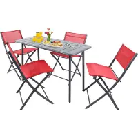 VCM Ensemble salon de jardin 5 pièces | groupe de salle à manger de groupe de sièges | 1xtable, 4x chaises | dimensions de table env. H. 72 x W. 110 x D. 55 cm | Pliable | Ensemble de jardin - Sumila