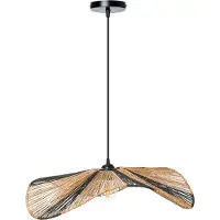 Beliani Suspension en jute naturel tressé de style boho avec design ouvert avec ampoule éclairage fait à la main pour le salon et la salle à manger