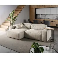 DELIFE Canapé d'angle Sirpio 230x155 cm Velours côtelé Beige Recamiere variable