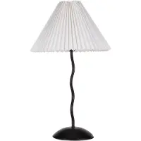 Beliani Lampe de table base métallique noire abat-jour blanc plié lumière pour table de chevet