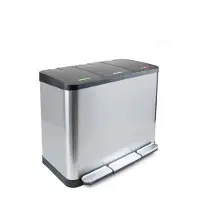 Emuca Poubelle à compartiments pour recyclage - inox - 3x9 litres - Recycle EMUCA