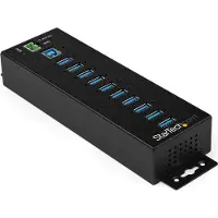 StarTech.com Hub USB 3.0 .com HB30A10AME (10 ports, montage sur rail DIN, application industrielle, alimentation externe, protection contre les surtensions, protection ESD, 350 W, 15 kV)