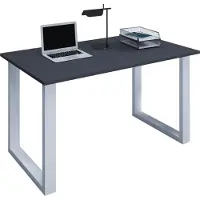 VCM Bureau en bois Table d'ordinateur Table de travail Meubles de bureau Lona U Alu Argent Bureau en bois Table d'ordinateur Table de travail Meubles de bureau Lona U Alu Argent