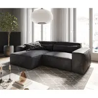 DELIFE Canapé d'angle Sirpio 230x155 cm Cuir synthétique Vintage Anthracite Recamiere variable