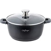 Northix CF-DC24 Marmite en fonte d'aluminium avec couvercle en verre pour induction Marmite à soupe Ø24cm