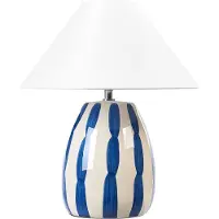 Beliani Lampe de bureau Beige et Bleu Céramique 41cm Abat-jour conique blanc fait main Table de nuit Salon Chambre à coucher Éclairage