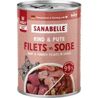 Sanabelle 6x 380g Sannabelle viande en sauce bœuf & dinde nourriture pour chat humide