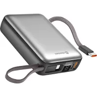 Swissten , Batterie externe 20000mAh avec câble USB-C et Lightning Compacte, argentée