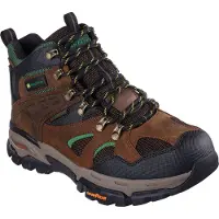 SKECHERS Bottines à lacets brun foncé / vert / noir
