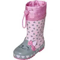 Playshoes Bottes en caoutchouc 'Katze' vert pastel / rose