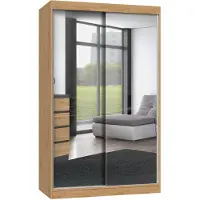 Top E Shop Cdf Armoire Coulissante Iga 120 Cm Porte 2 Miroirs Chêne Artisanal