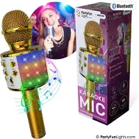 Partyfunlights Party Fun Lights - Microphone karaoké avec haut-parleur - Or (605602)