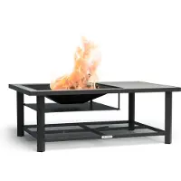 Blumfeldt Merano Avanzato L Brasero Exterieur - 3-en-1 Brasero Barbecue & Table, Plateau Terrazzo, Cadre Acier Robuste, Pare-Étincelles, Grille & Tisonnier Inclus, Idéal Jardin & Terrasse