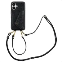 Selencia Coque de télephone Sera avec cordon et porte-cartes enveloppe pour Apple iPhone 16 - Noir