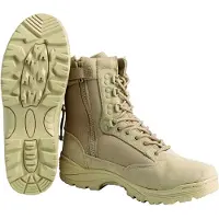 Sturm Bundeswehr und Freizeitshop - TACTICAL BOOT M.YKK ZIPPER Kaki Bottes d'intervention Outdoor Zip Beige Chaussures taille 43 (US10)