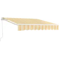 En.casa Store à bras articulé « Bitonto » 350 x 250 cm avec manivelle, structure en aluminium jaune / blanc