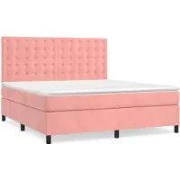 vidaXL Lit boxspring avec matelas rose 180x200 cm velours