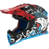 LS2 MX437 Fast Evo II Mini Starmaw casque de motocross pour enfants, noir/rouge/bleu, Y/S (47/48)