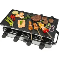 Bourgini Gourmet Raclette Pure - Set gourmet avec plaque réversible pour le gril et la cuisson - Raclette 8 personnes - 21x42 cm - Revêtement sans PFAS - Thermostat réglable - 8 spatules et poêles