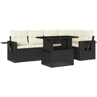 vidaXL Salon de jardin 6 pcs avec coussins noir résine tressée