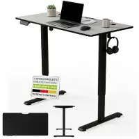 Juskys Bureau réglable électriquement - 120 x 60 cm - Noir