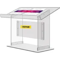 Vevor Podium en Acrylique Haut 49,53 cm Podium Transparent Arrêt de Livre Incliné Lutrin en Acrylique Base Portante Élevée pour Salles de Conférence / de Classe / d'Exposition et Centres Commerciaux