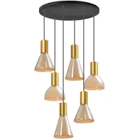 Eth Lampe vide à 6 lumières Lisa Or avec verre ambré