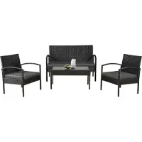 Juskys Ensemble de salon Trinidad - Polyrotan - Gris foncé