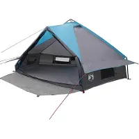 vidaXL Tente tipi pour 8 personnes, bleu et gris, 490 x 410 x 210 cm