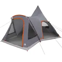 vidaXL Tente tipi pour 5 personnes, gris et orange, 545 x 450 x 295 cm