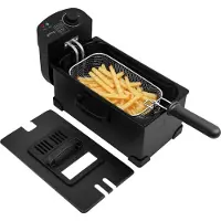 Goliving Friteuse 3L - Friteuse - Hublot en verre - Jusqu'à 190°C - 2000W - acier inoxydable - Noir