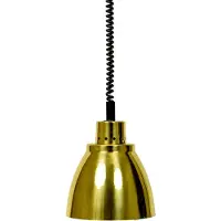 Saro La lampe chauffante ALADIN est réglable en hauteur grâce à un câble spiralé et est disponible en doré.