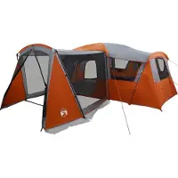 vidaXL Tente familiale pour 20 personnes, gris et orange, 745 x 700 x 217 cm
