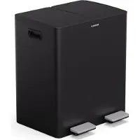 Klarstein EcoVista poubelle - Tri sélectif 40 L avec bac à compost amovible, fermeture douce, acier inoxydable, poubelle de cuisine